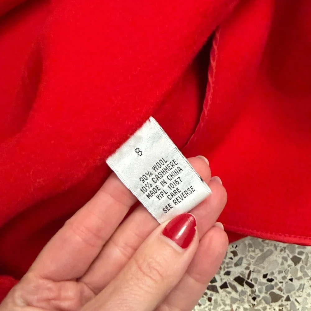 Bloomingdale’s red cashmere wool blend pea coat 8 medium m - Picture 8 of 9